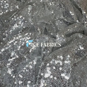 All Over Silver on White Mesh Glitz Mini Sequins Fabric - ICE FABRICS