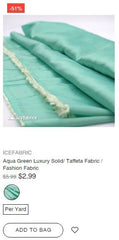 Aqua Green Luxury Solid/ Taffeta Fabric / Fashion Fabric - IceFabrics