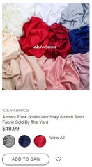 Armani Thick Solid Color Silky Stretch Satin Fabric Sold By The Yard - IceFabrics