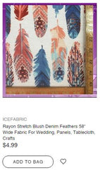 Rayon Stretch Blush Denim Feathers 58 Wide Fabric - IceFabrics