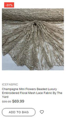 Champagne Mini Flowers Beaded Luxury Embroidered Floral Mesh Lace Fabric By The Yard - IceFabrics