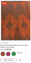 Damask Embroidery Fabric 4 Way Stretch Sequin Luxury Fabric - IceFabrics