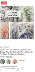 Double Tone Fake Animal Skin Polar Bear Shaggy Faux Fur Fabric - IceFabrics