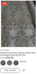 Elegant French Power Spandex Stretch Mesh Lace Sequin Fabric - IceFabrics