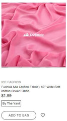 Fuchsia Mia Chiffon Fabric / 60’’ Wide Soft chiffon Sheer Fabric - IceFabrics