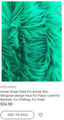 Hunter Green Fake Fur Animal Skin Mongolian Design Faux Fur Fabric - IceFabrics