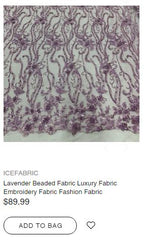 Lavender Beaded Fabric Luxury Fabric Embroidery Fabric Fashion Fabric - IceFabrics