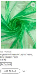 Crystal Sheer Iridescent Organza Fabric_ Lime Iridescent Fabric - IceFabrics