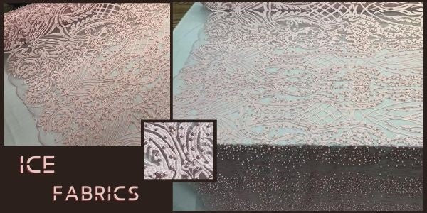 Multicolor Design Embroidered Beaded Lace Fabric