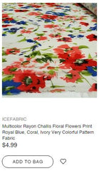 Rayon Challis Multicolor Floral Flowers Print Fabric - IceFabrics
