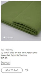 Thick Acrylic Olive Green Felt Fabric