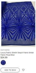 Luxury Fabric/ Stretch Sequin Fabric/ Bridal Fabric/ Royal Blue - IceFabrics