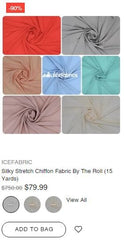Silky Stretch Chiffon Fabric By The Roll (15 Yards) - IceFabrics