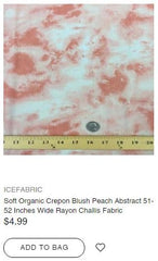 Crepon Blush Peach Abstract Rayon Fabric - IceFabrics