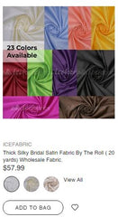 Thick Silky Bridal Satin Fabric By The Roll ( 20 yards) Wholesale Fabric - IceFabrics
