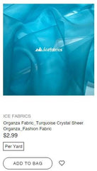 Organza Fabric_Turquoise Crystal Sheer Organza_Fashion Fabric - IceFabrics
