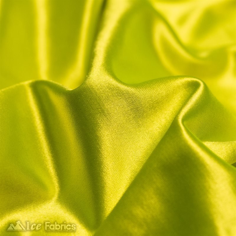 SALE Shiny Satin 7852 Bright Lime Green, by the yard