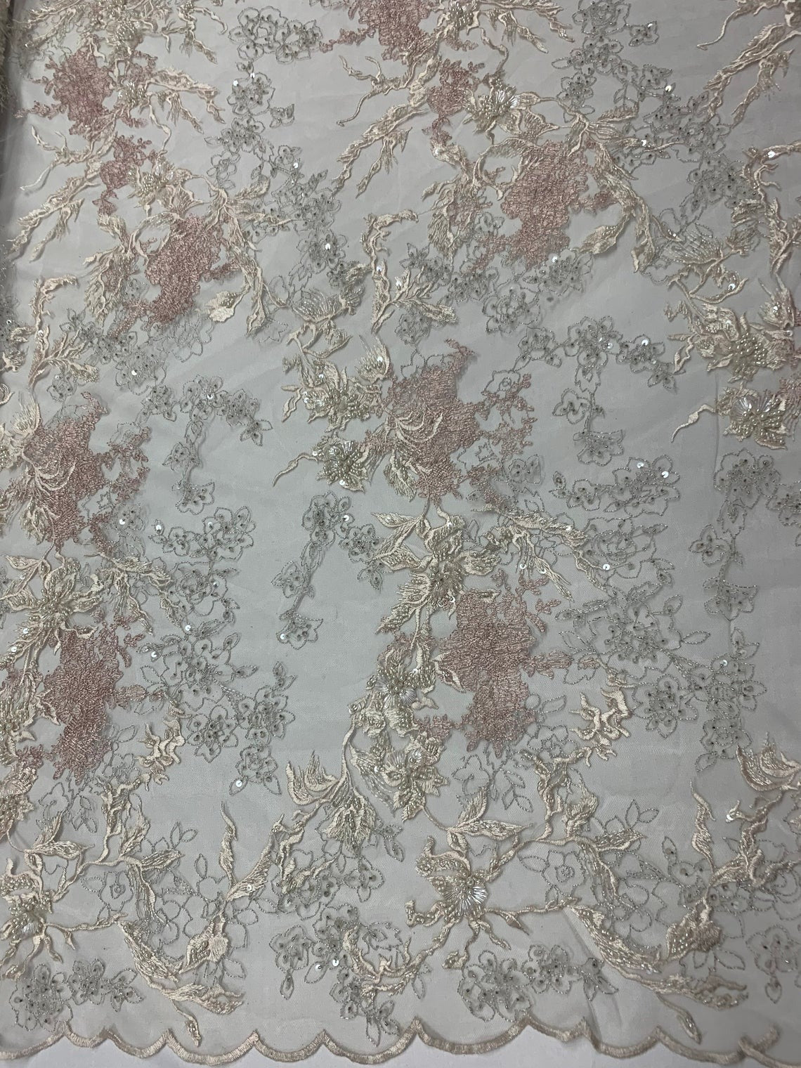 1 Yard Sequins Franch Lace Fabric Flower Alice Exquisite Ivory Floral Lace  Fabric Embroidered Bilateral Wedding Lace Bridal 59 Veil Lace 