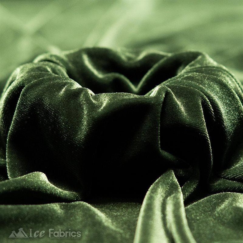 Olive Stretch Velvet Fabric _ Spandex Fabric