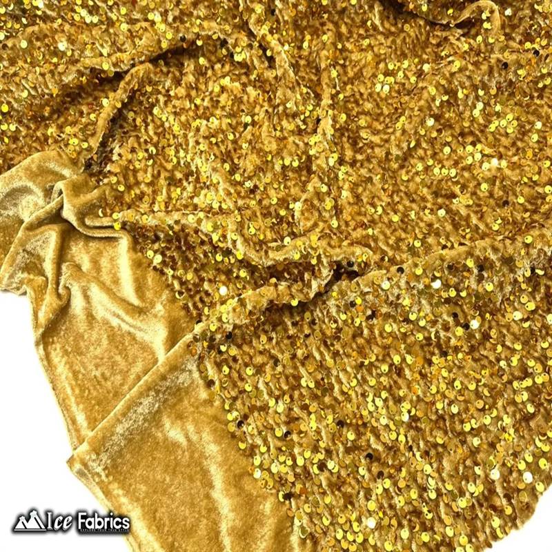 Rainbow Sequin on Black Stretch Velvet With Partial Luxury Sequins 5mm  Shining Sequins 2-way Stretch 58/60 choose the Quantity 