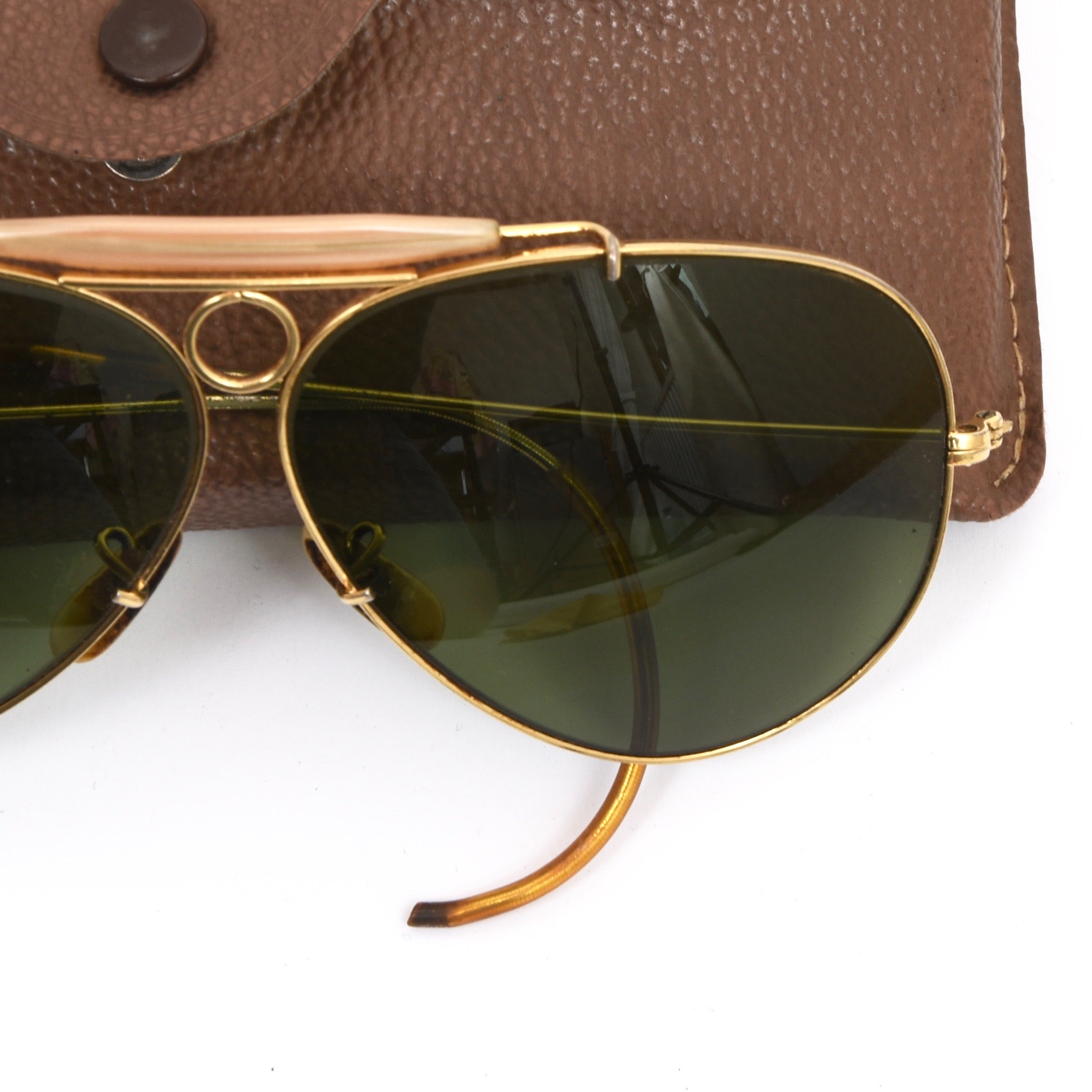 ray ban shooter gold