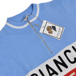 Vintage Bianchi Faema 1978 Acrylic Cycling Jersey Size 5 - Blue
