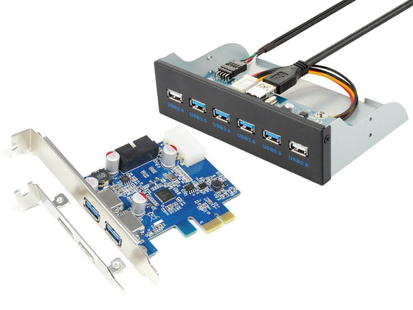 PCI-e Express USB 3.0 Converter Card + 5.25 inch USB 3.0 Hub F – RIITOP