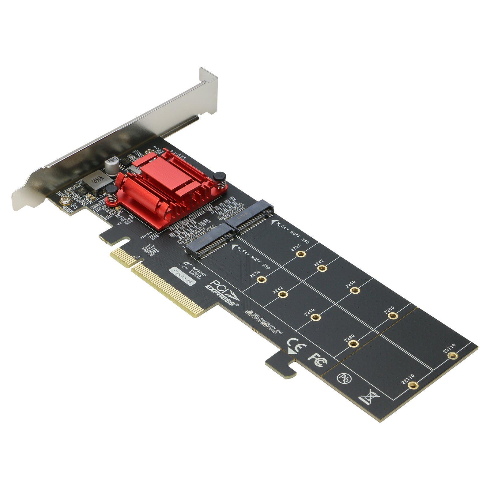 Dual NVe PCIe Adapter, RIITOP .2 NVe SSD to PCI-e 3.1 x8/x16 Card S