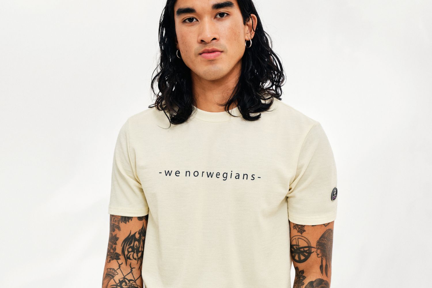 we norwegians - merino for summer outfit: t shirt with logo
