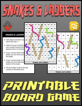 Snakes & Ladders Printable Board Game (Editable Google Slides) Distanc –  Roombop