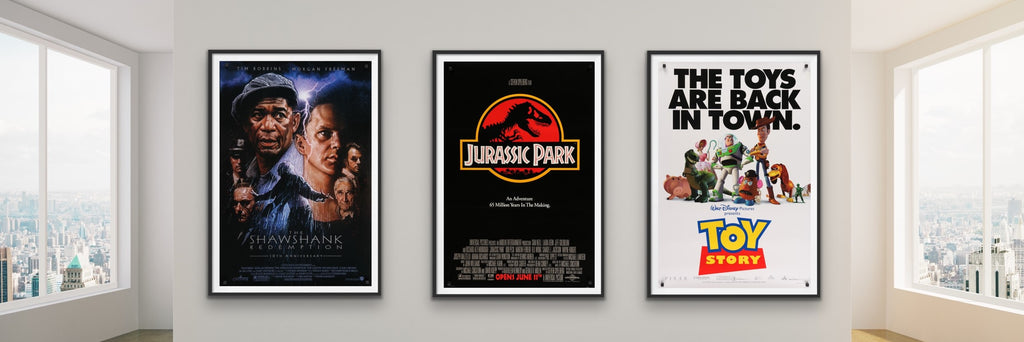 A selection of movie posters from the 1990s and 1980s