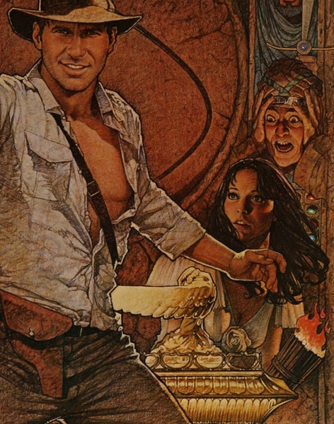 A close up from Richard Amsel's 1982 movie poster for Raiders of the Lost Ark