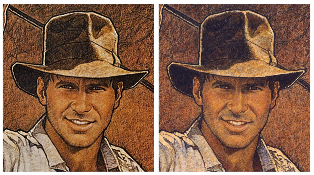 Adam McDaniel's comparison of the original Richard Amsel artwork for Raiders of the Lost Ark with the movie poster.