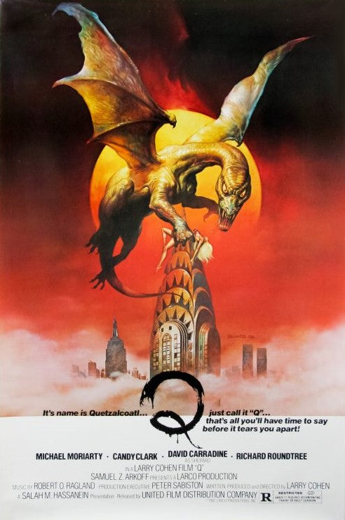 An original movie poster for the film Q The Winged Serpent