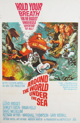 A movie poster by Frank McCarthy for the film Around The World Under The Sea