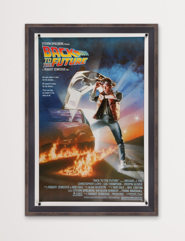 Back to the Future One Sheet Movie Poster - Framed in Blue with Orange Hues