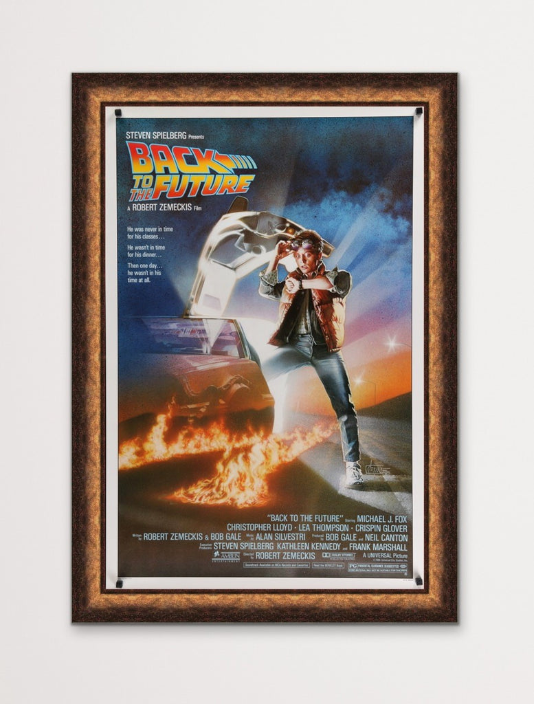 Back to the Future One Sheet Movie Poster - Framed in Mahogany