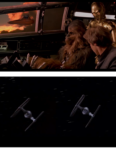 Tie Fighters and Bespin Cloud Cars from the original Star Wars trilogy