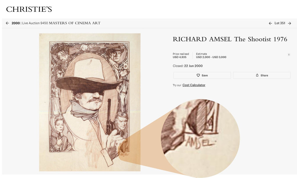 Christie's sale of Richard Amsel's sketch for The Shootist
