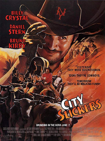 An original movie poster for the film City Slickers by John Alvin