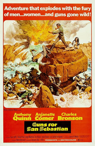 A movie poster by Frank McCarthy for the film Guns of San Sebastian