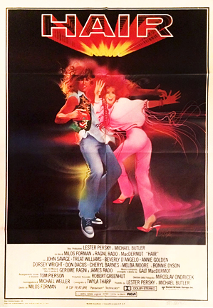 A movie poster for the film Hair by Bob Peak