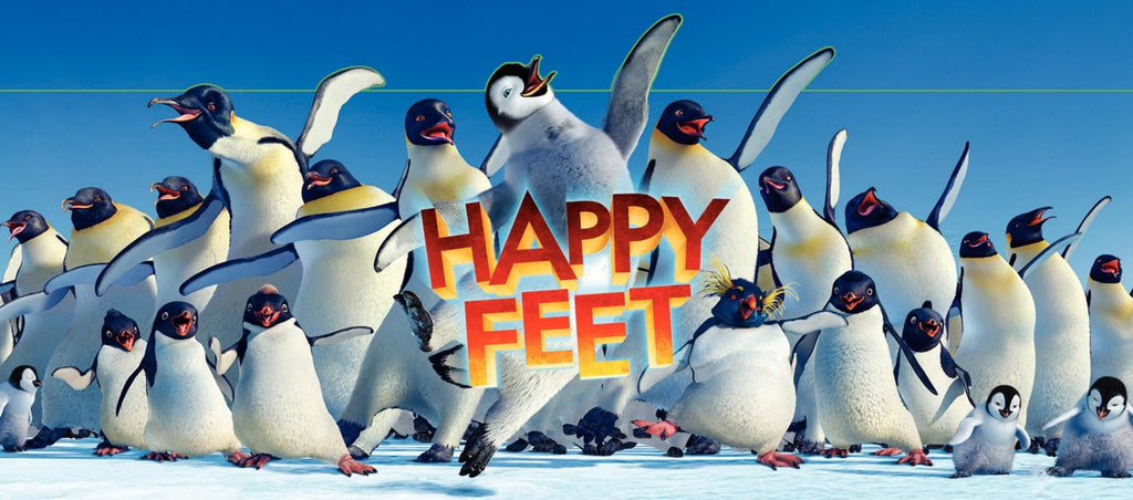 An original movie poster for the film Happy Feet