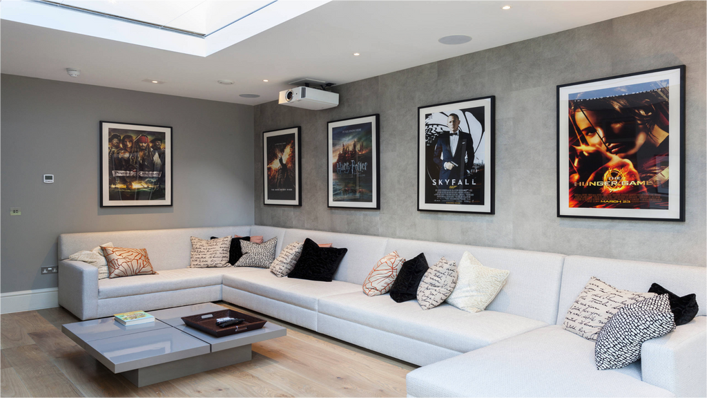 Framed movie posters in a stylish room