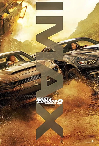 An original movie poster for the IMAX release of Fast and Furious 9 (F9)