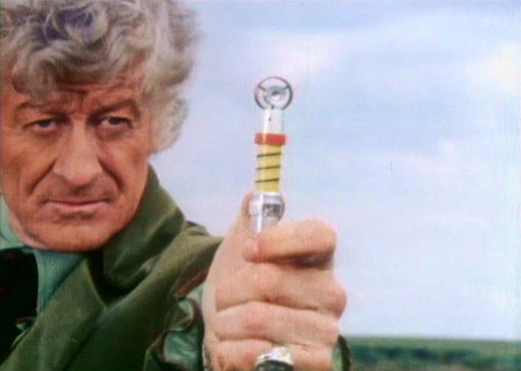 John Pertwee's Doctor Who with his sonic screwdriver