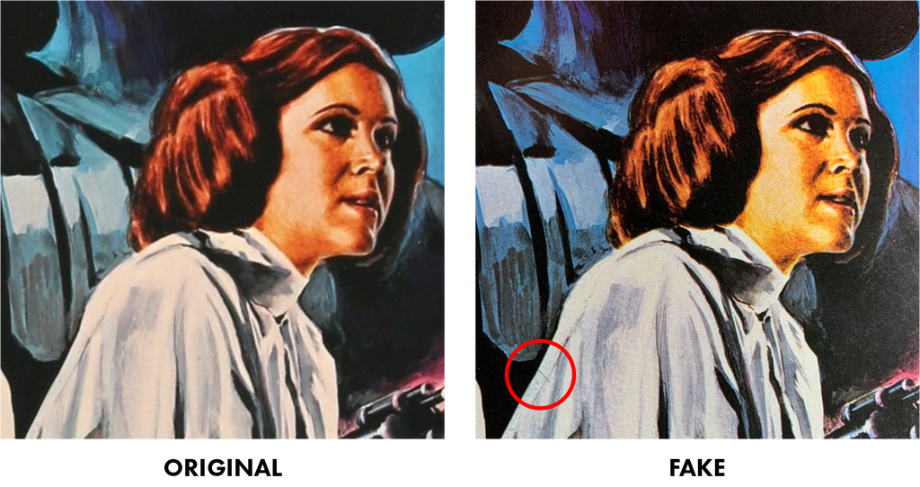 Comparing a Fake and a Real Star Wars Style C Movie Poster - Leia