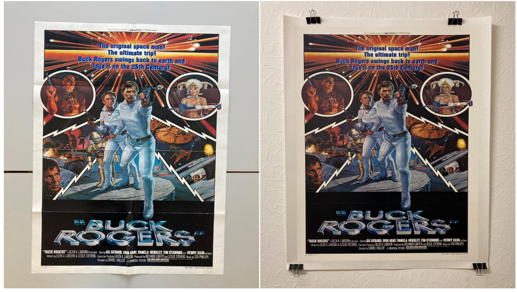 Linen backing - Before and After - Buck Rogers