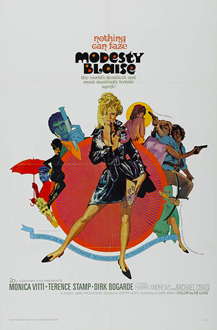 An original movie poster by Bob Peak for the film Modesty Blaise