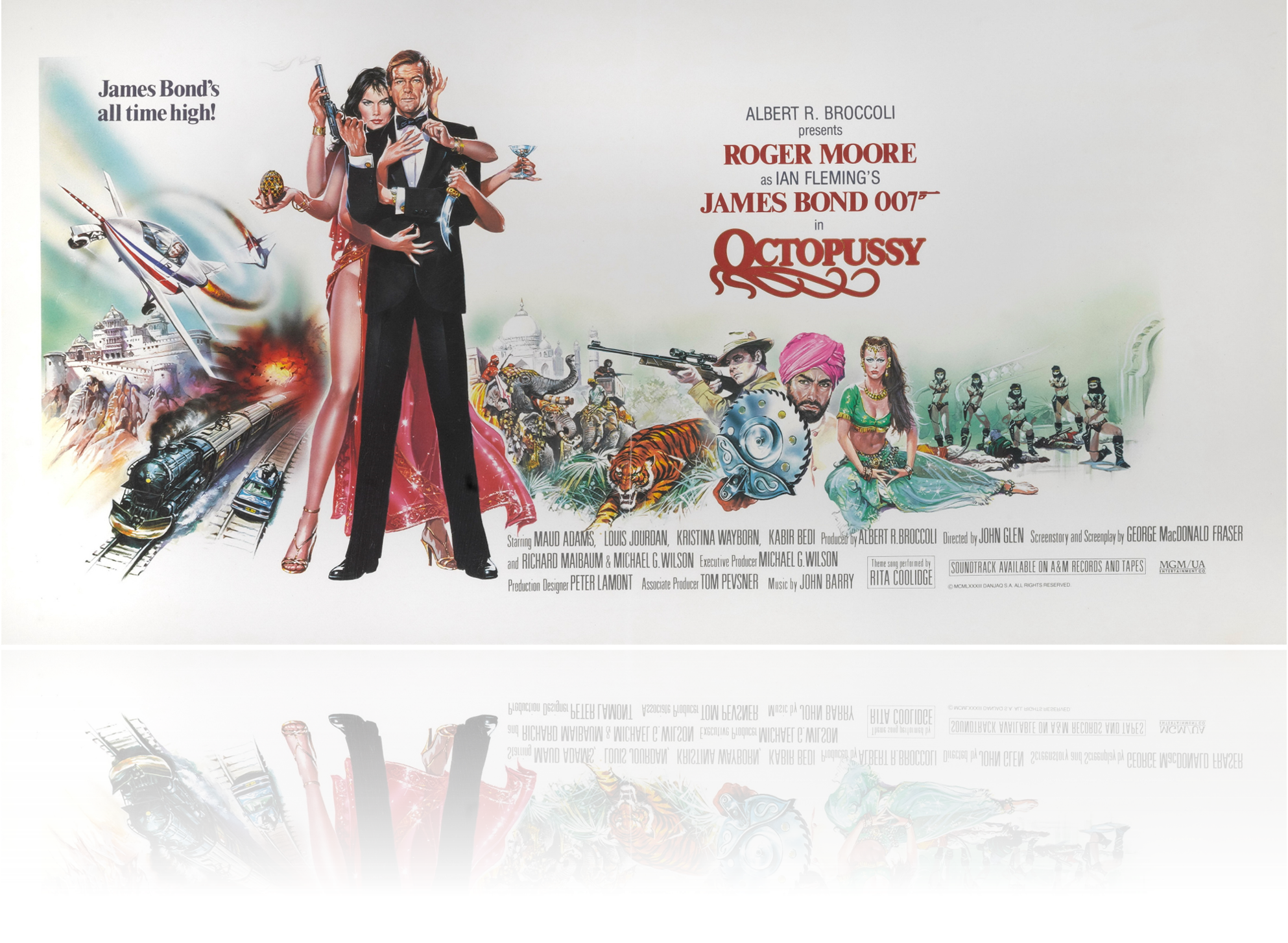 An original movie poster for the James Bond film Octopussy with artwork by Daniel Goozee